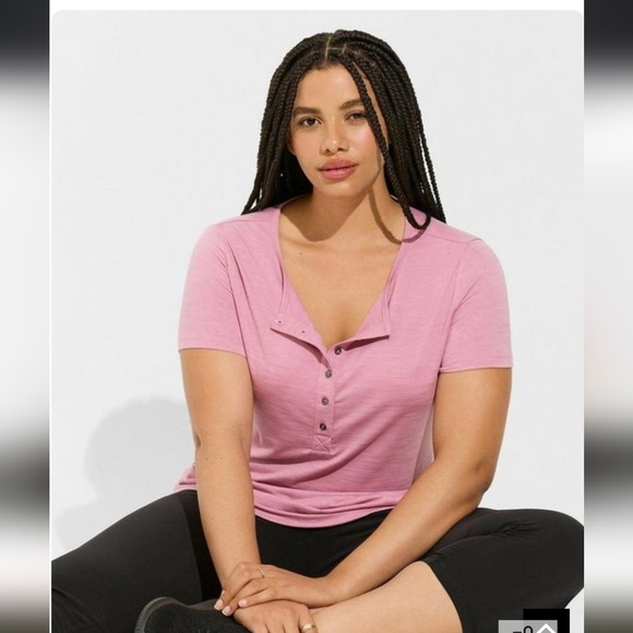 Happy Camper Lyocell Henley Short Sleeve active Tee plus size 5x - Picture 6 of 10